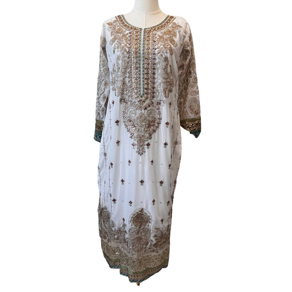 New Pakistani Formal Embroidered Kurta Shirt - Stella Couture Size Large